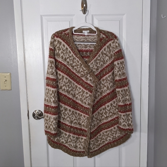 New Oversized J. Jill Alpaca/Wool Laganlook Open Front Cardigan Size Small - Picture 1 of 8